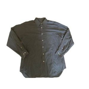 Bannana Republic Mens Gray Long Sleeve Cotton Button Down Shirt Size L Dark Gray